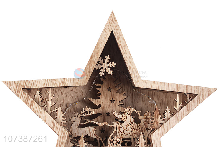 Latest style led light wooden star Christmas ornaments tabletop decoration