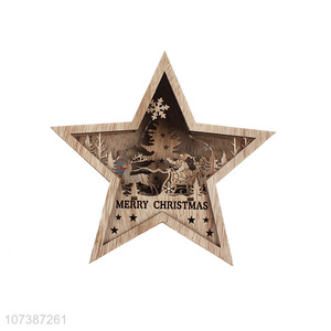Latest style led light wooden star Christmas ornaments tabletop decoration