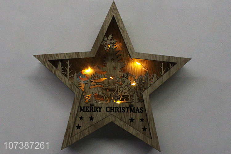 Latest style led light wooden star Christmas ornaments tabletop decoration