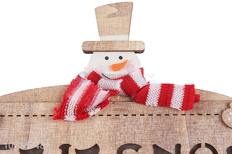 Bottom price hanging Christmas snowman wooden decoration with led light