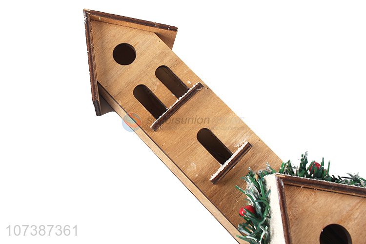 Excellent quality Christmas tabletop led light wooden house wooden ornaments
