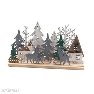 Hot sale carving crafts led light Christms reindeer wooden ornaments