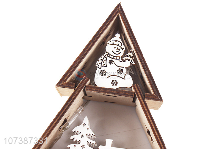 Hot selling home ornaments Christmas led wooden tree hanging pendant