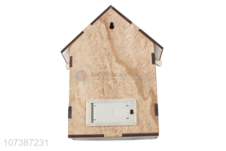Hot sale Christmas wooden house carving crafts with led light