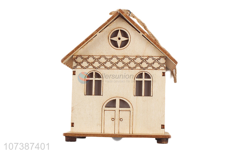 Good quality Christmas crafts led wooden Christmas house for decoration