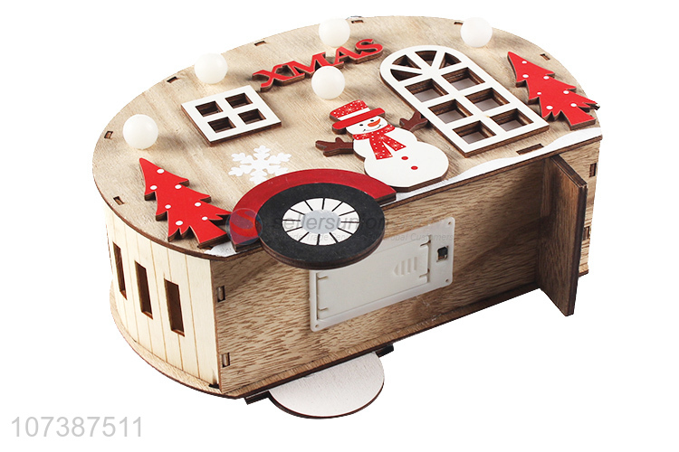 Recent design led light wooden car Christmas ornaments tabletop decoration