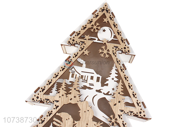 Wholesale popular led light mini wooden Christmas tree tabletop decoration