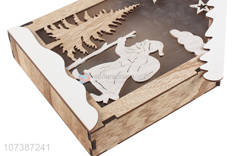 Reasonable price led wooden house carved wooden lamp Christmas decoration