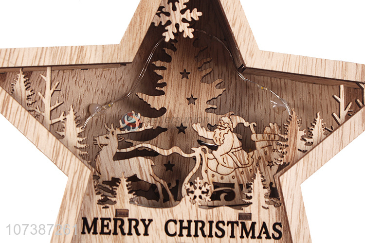 Latest style led light wooden star Christmas ornaments tabletop decoration