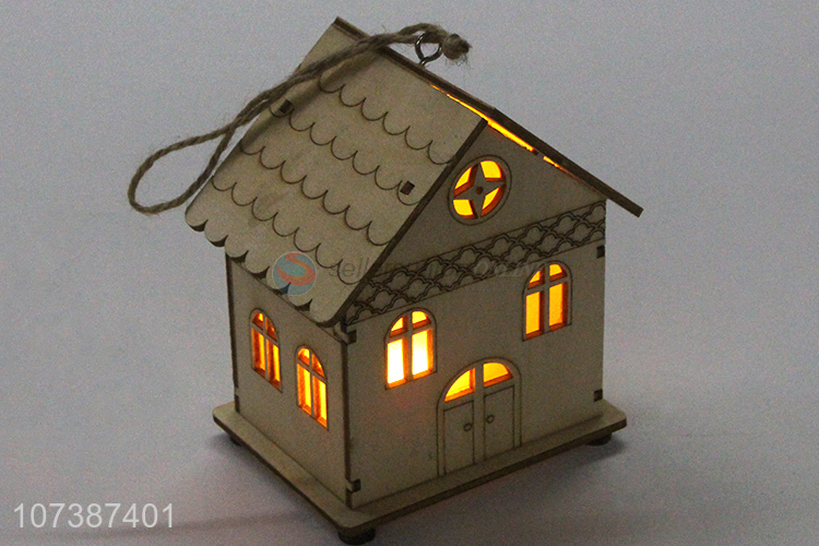 Good quality Christmas crafts led wooden Christmas house for decoration