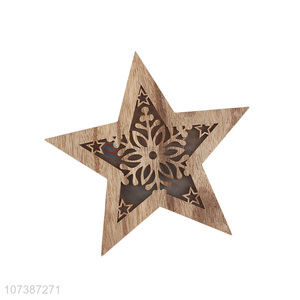 China manufacturer Christmas wooden star carving crafts with led light