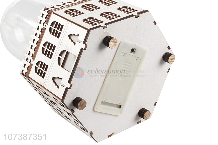 Popular products Christmas wooden castle carving crafts with led light