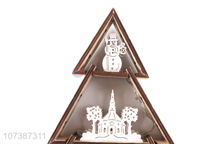 Hot products wooden Christmas tree Christmas carving crafts with led light
