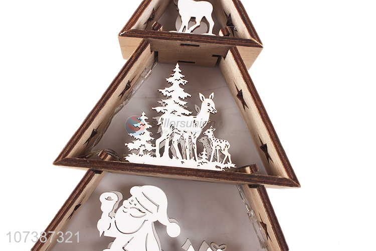 Latest arrival led wooden tree carved wooden lamp Christmas decoration