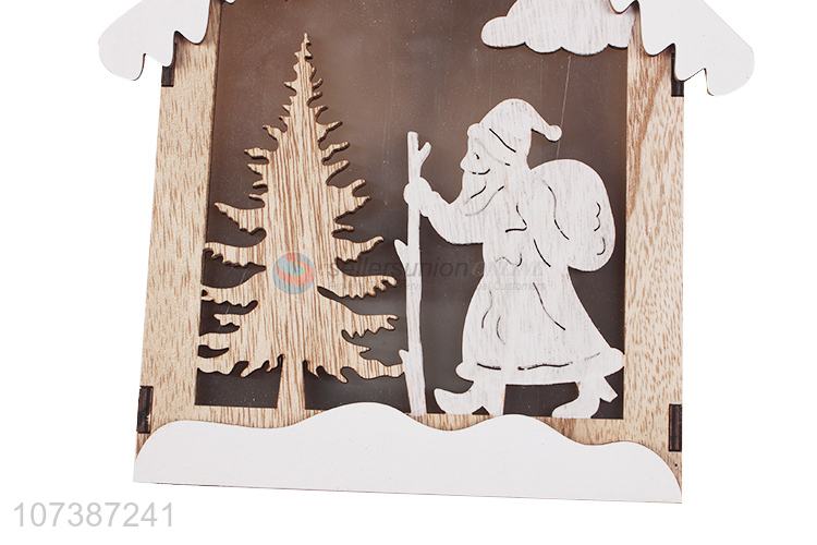 Reasonable price led wooden house carved wooden lamp Christmas decoration