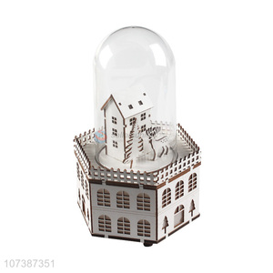 Popular products Christmas wooden castle carving crafts with led light
