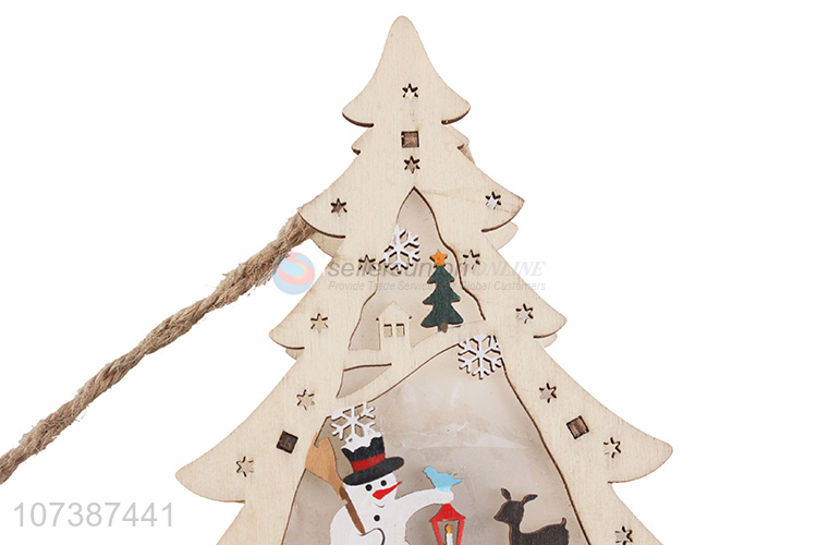 New style led light mini wooden Christmas tree tabletop decoration