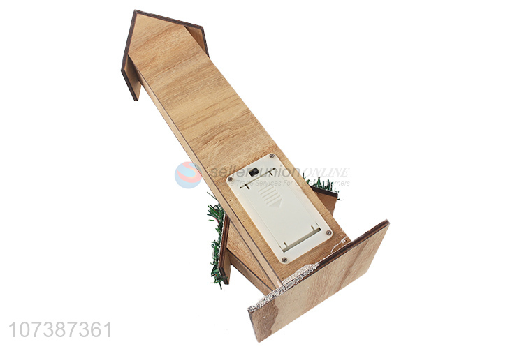 Excellent quality Christmas tabletop led light wooden house wooden ornaments