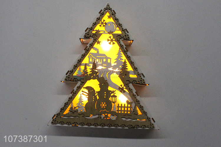 Wholesale popular led light mini wooden Christmas tree tabletop decoration