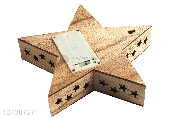 China manufacturer Christmas wooden star carving crafts with led light