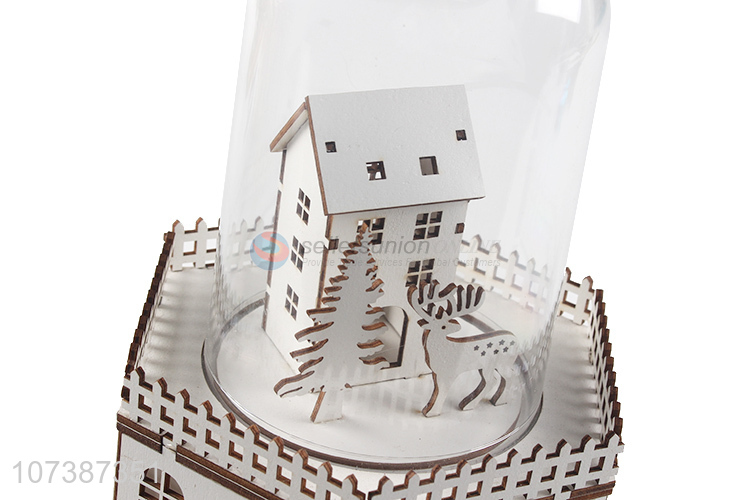 Popular products Christmas wooden castle carving crafts with led light