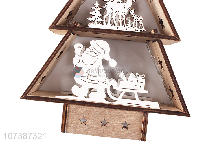 Latest arrival led wooden tree carved wooden lamp Christmas decoration