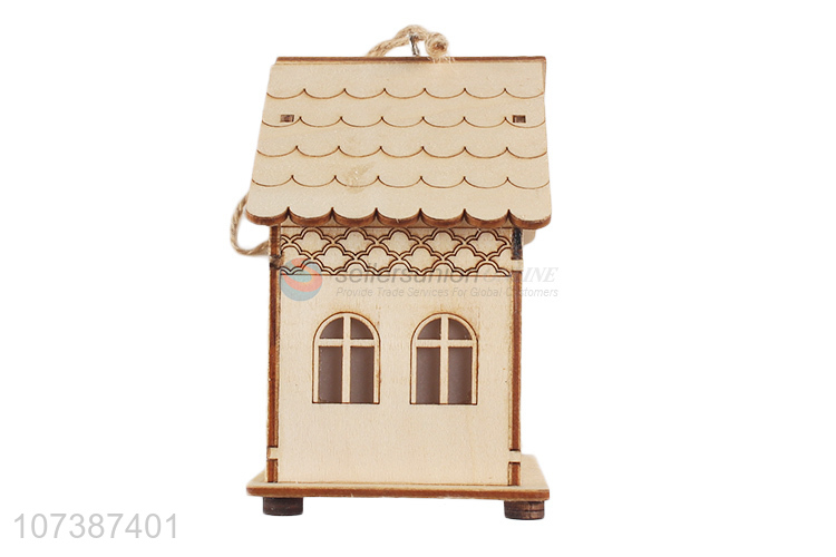 Good quality Christmas crafts led wooden Christmas house for decoration