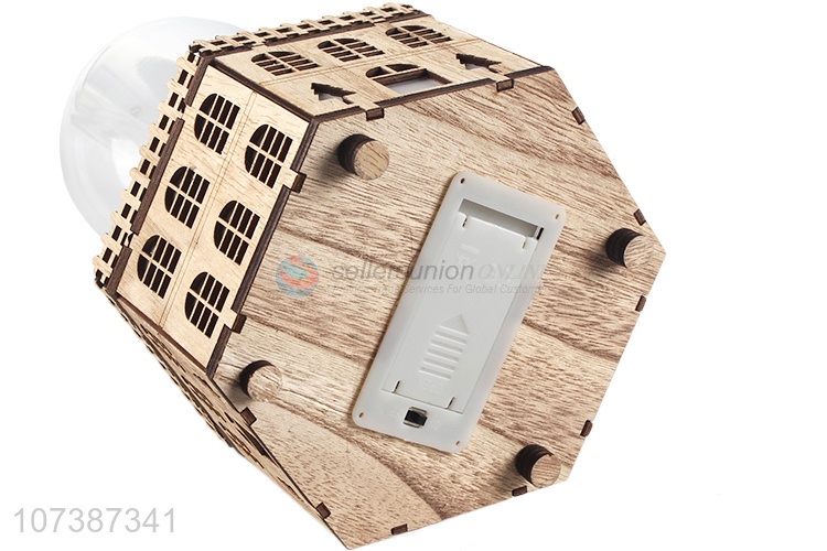 China supplier led light wooden castle Christmas ornaments tabletop decoration
