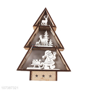 Latest arrival led wooden tree carved wooden lamp Christmas decoration