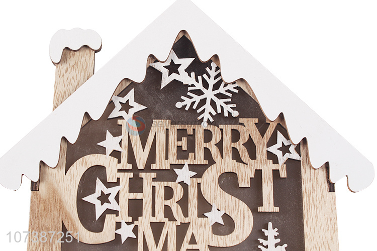 High quality home ornaments Christmas led wooden house hanging pendant