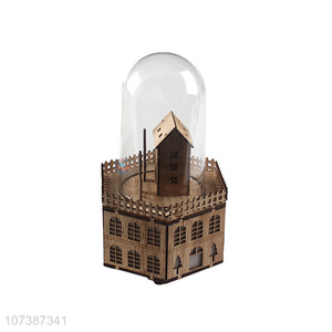 China supplier led light wooden castle Christmas ornaments tabletop decoration
