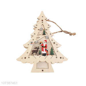 Factory price led wooden tree carved wooden lamp Christmas decoration