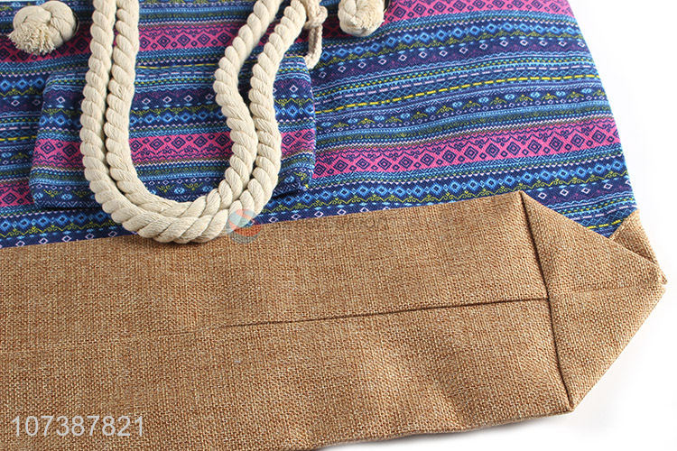 Good Sale Rope Handle Zipper Canvas Bag For Women