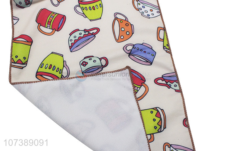 Cartoon Cup Pattern Colorful Tea Towel Soft Cleaning Cloth