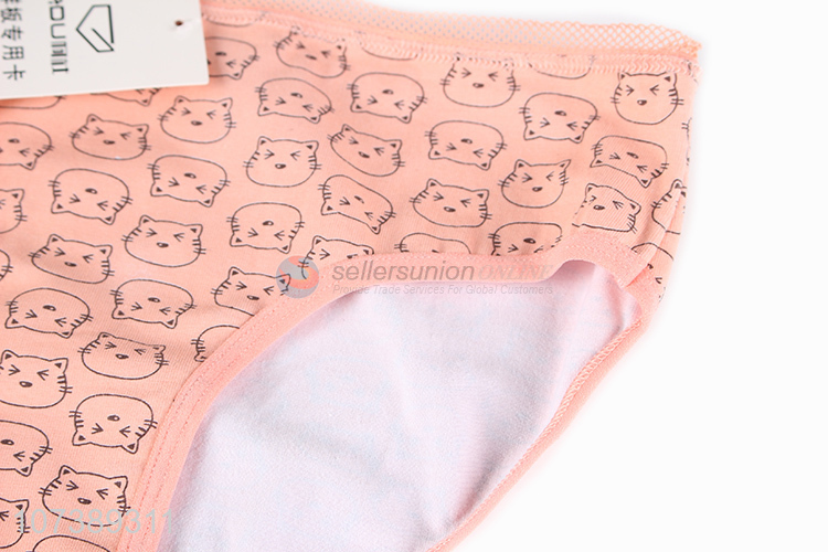 Low price cute cartoon cat printed cotton ladies panties