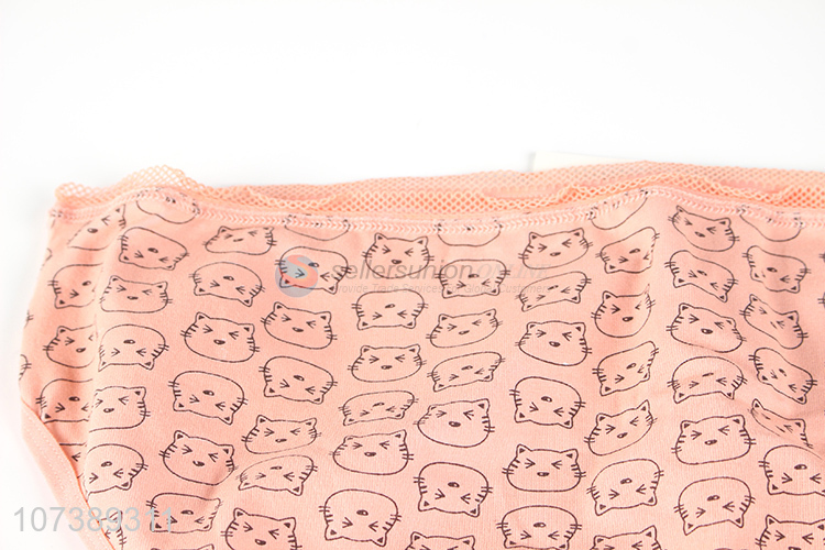 Low price cute cartoon cat printed cotton ladies panties