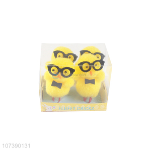 Suitable Price Cute Yellow Chick Wearing Black Glasses Easter Decoration