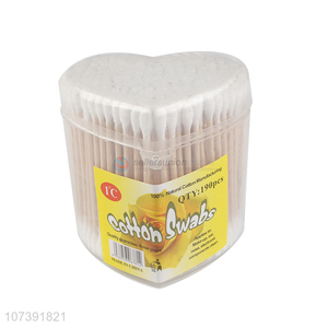 Bottom Price Heart Shape Plastic Box Packaging 190 Count Cotton Swabs