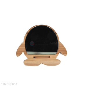 Premium Quality Cute Penguin Design Single Sided Wood Table Mirror