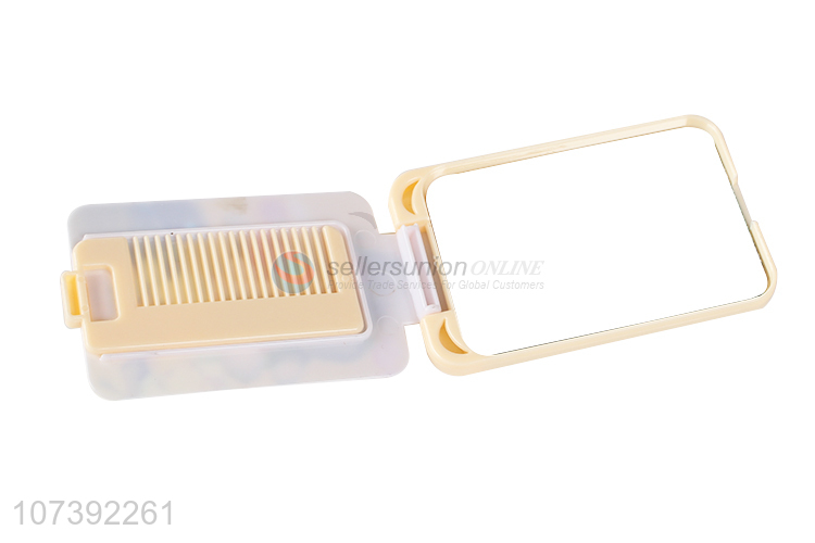 New Product Plastic Rectangle Compact Folding Mirror Comb Set