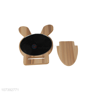 Wholesale Cute Rabbit Ears Design Wooden Single Side Makeup Mirror