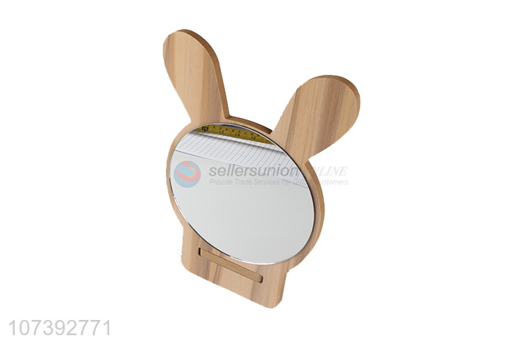 Wholesale Cute Rabbit Ears Design Wooden Single Side Makeup Mirror