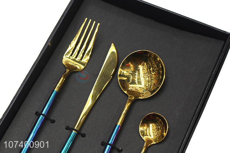Competitive price colorful stainless steel flatware set for wedding party decoration