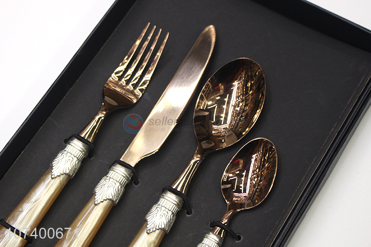 High quality high-end metal acrylic flatware set for western restaurant