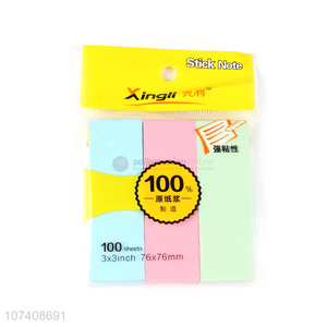 New products fluorescent 3*3 inch 100 sheets office school sticky notes