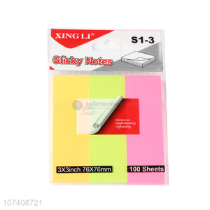 Promotional cheap utility school stationery fluorescent paper sticky notes