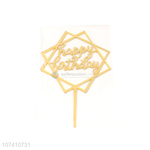 New product octagonal gold acrylic cake topper birthday cake decoration