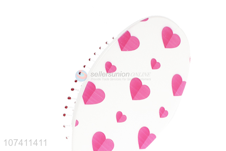 Fashion design heart printed plastic hair comb air cushion comb