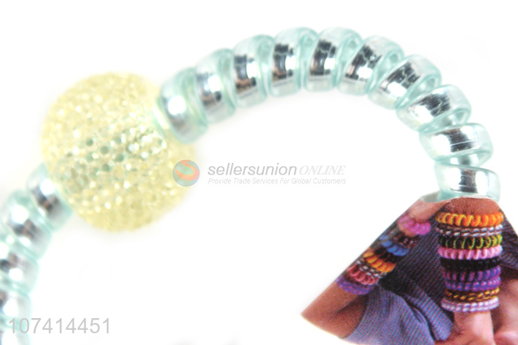 Factory wholesale colorful bead elastic telephone wire bracelet for children