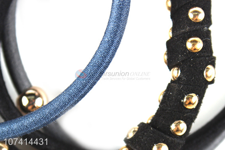 New design rivets hair rope set elastic hair band set